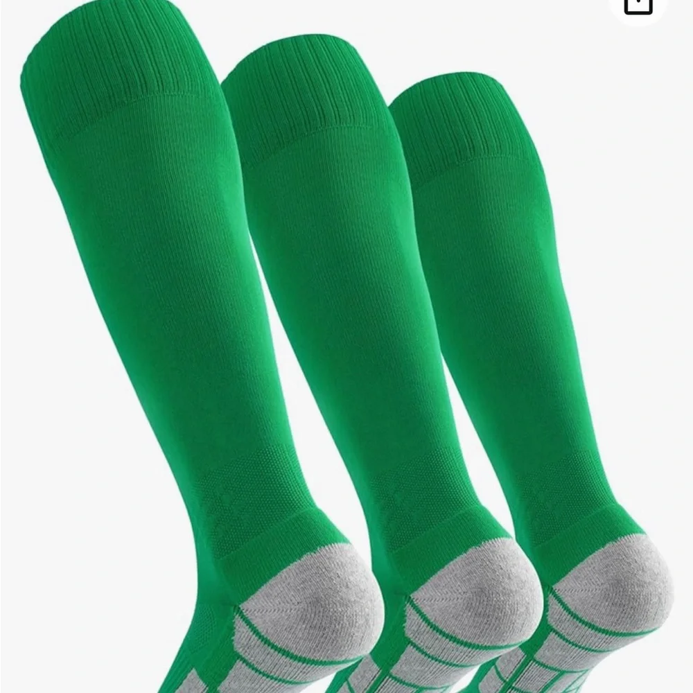 CWVLC Kids Soccer Socks 5 Pairs Team Sport Knee High Socks for Youth Kids Green
